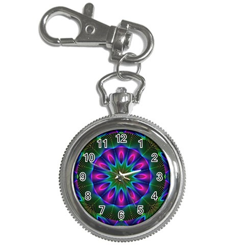 Star Of Leaves, Abstract Magenta Green Forest Key Chain Watch from ArtsNow.com Front