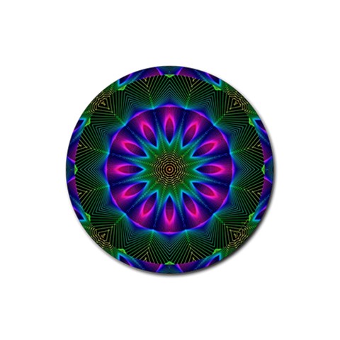 Star Of Leaves, Abstract Magenta Green Forest Drink Coaster (Round) from ArtsNow.com Front