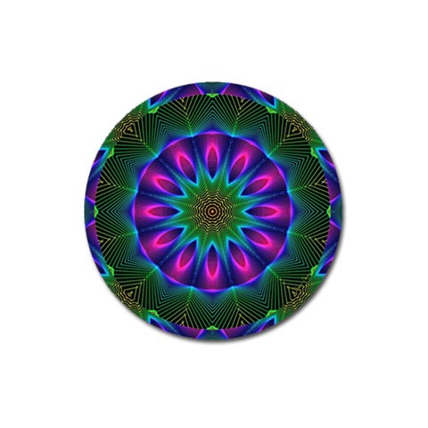 Star Of Leaves, Abstract Magenta Green Forest Magnet 3  (Round) from ArtsNow.com Front