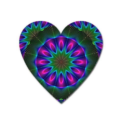 Star Of Leaves, Abstract Magenta Green Forest Magnet (Heart) from ArtsNow.com Front