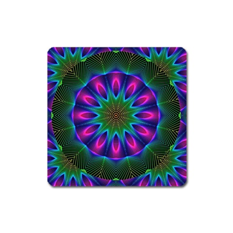 Star Of Leaves, Abstract Magenta Green Forest Magnet (Square) from ArtsNow.com Front