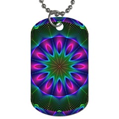 Star Of Leaves, Abstract Magenta Green Forest Dog Tag (Two Front