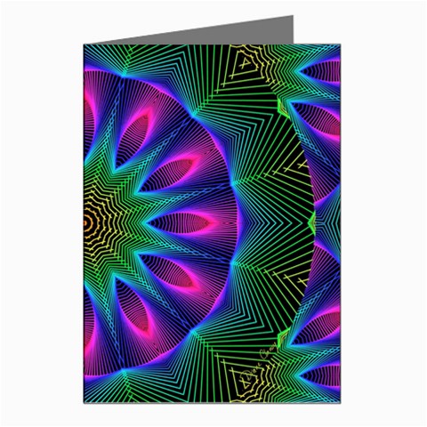 Star Of Leaves, Abstract Magenta Green Forest Greeting Card (8 Pack) from ArtsNow.com Left