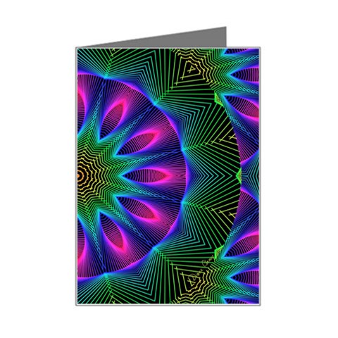 Star Of Leaves, Abstract Magenta Green Forest Mini Greeting Card from ArtsNow.com Left