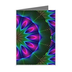 Star Of Leaves, Abstract Magenta Green Forest Mini Greeting Card from ArtsNow.com Left