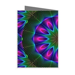 Star Of Leaves, Abstract Magenta Green Forest Mini Greeting Card from ArtsNow.com Right