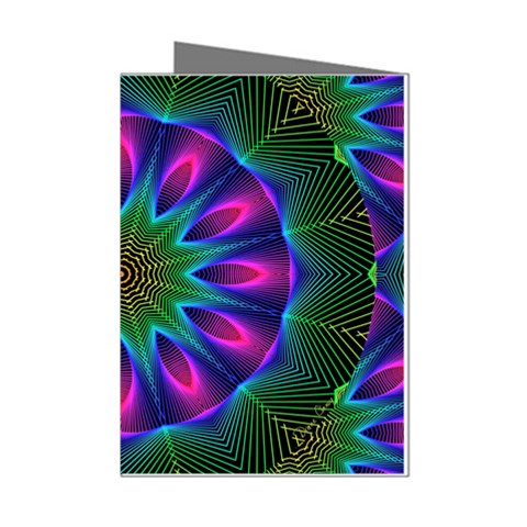 Star Of Leaves, Abstract Magenta Green Forest Mini Greeting Card (8 Pack) from ArtsNow.com Left