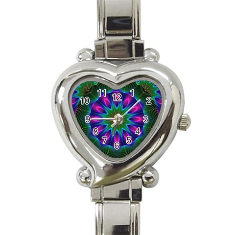 Star Of Leaves, Abstract Magenta Green Forest Heart Italian Charm Watch  from ArtsNow.com Front