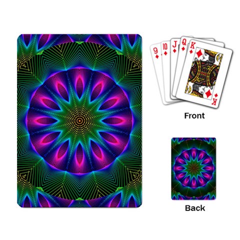 Star Of Leaves, Abstract Magenta Green Forest Playing Cards Single Design from ArtsNow.com Back