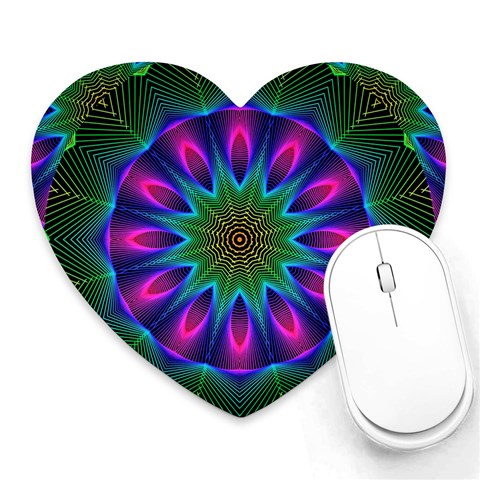 Star Of Leaves, Abstract Magenta Green Forest Mouse Pad (Heart) from ArtsNow.com Front