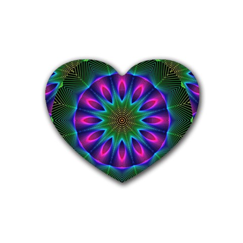 Star Of Leaves, Abstract Magenta Green Forest Drink Coasters (Heart) from ArtsNow.com Front