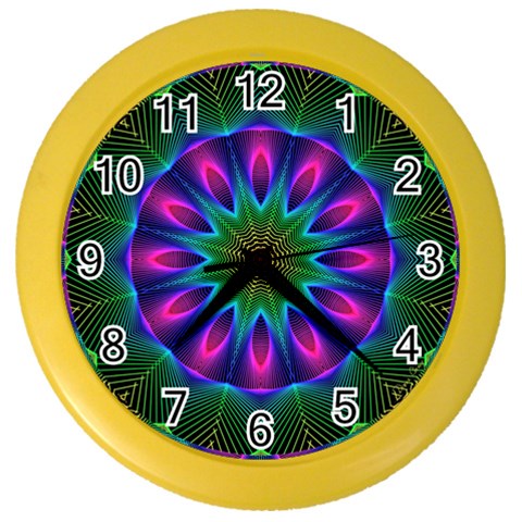 Star Of Leaves, Abstract Magenta Green Forest Wall Clock (Color) from ArtsNow.com Front