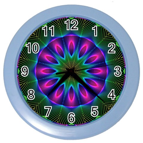 Star Of Leaves, Abstract Magenta Green Forest Wall Clock (Color) from ArtsNow.com Front