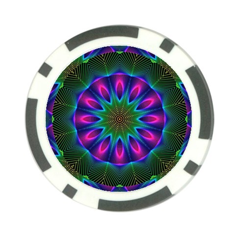 Star Of Leaves, Abstract Magenta Green Forest Poker Chip from ArtsNow.com Front