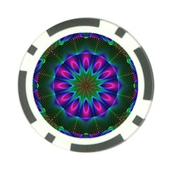 Star Of Leaves, Abstract Magenta Green Forest Poker Chip from ArtsNow.com Front