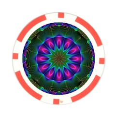 Star Of Leaves, Abstract Magenta Green Forest Poker Chip from ArtsNow.com Front