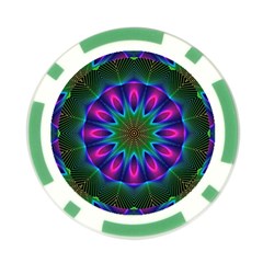 Star Of Leaves, Abstract Magenta Green Forest Poker Chip from ArtsNow.com Front