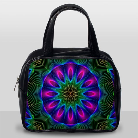 Star Of Leaves, Abstract Magenta Green Forest Classic Handbag (One Side) from ArtsNow.com Front