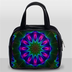 Star Of Leaves, Abstract Magenta Green Forest Classic Handbag (Two Sides) from ArtsNow.com Front