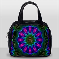 Star Of Leaves, Abstract Magenta Green Forest Classic Handbag (Two Sides) from ArtsNow.com Back