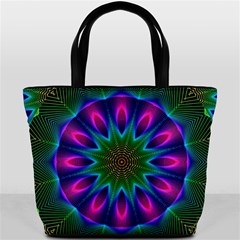 Star Of Leaves, Abstract Magenta Green Forest Bucket Handbag from ArtsNow.com Front