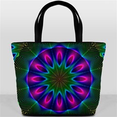 Star Of Leaves, Abstract Magenta Green Forest Bucket Handbag from ArtsNow.com Back