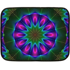 Star Of Leaves, Abstract Magenta Green Forest Mini Fleece Blanket (Two Sided) from ArtsNow.com 35 x27  Blanket Back