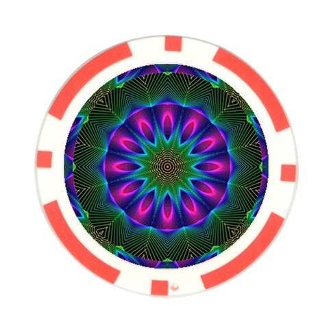 Star Of Leaves, Abstract Magenta Green Forest Poker Chip (10 Pack) from ArtsNow.com Front