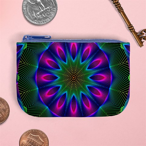 Star Of Leaves, Abstract Magenta Green Forest Coin Change Purse from ArtsNow.com Front