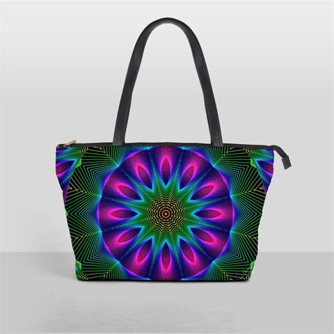 Star Of Leaves, Abstract Magenta Green Forest Large Shoulder Bag from ArtsNow.com Front