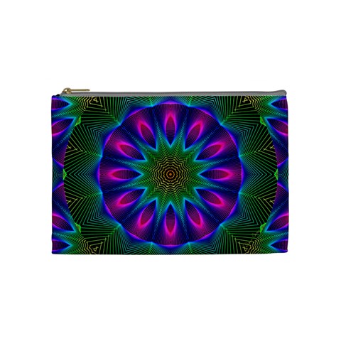 Star Of Leaves, Abstract Magenta Green Forest Cosmetic Bag (Medium) from ArtsNow.com Front