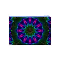 Star Of Leaves, Abstract Magenta Green Forest Cosmetic Bag (Medium) from ArtsNow.com Back