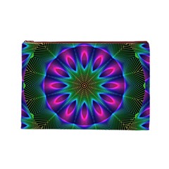 Star Of Leaves, Abstract Magenta Green Forest Cosmetic Bag (Large) from ArtsNow.com Front