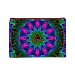 Star Of Leaves, Abstract Magenta Green Forest Cosmetic Bag (Large) from ArtsNow.com Back