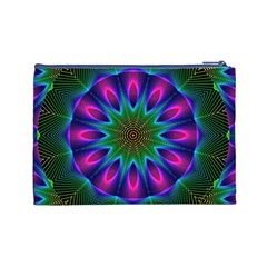 Star Of Leaves, Abstract Magenta Green Forest Cosmetic Bag (Large) from ArtsNow.com Back