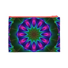 Star Of Leaves, Abstract Magenta Green Forest Cosmetic Bag (Large) from ArtsNow.com Back