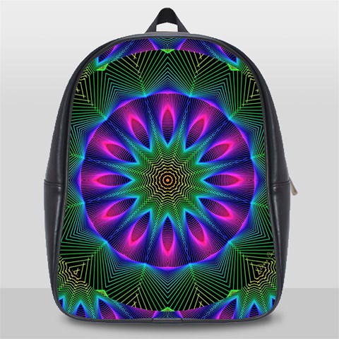 Star Of Leaves, Abstract Magenta Green Forest School Bag (Large) from ArtsNow.com Front