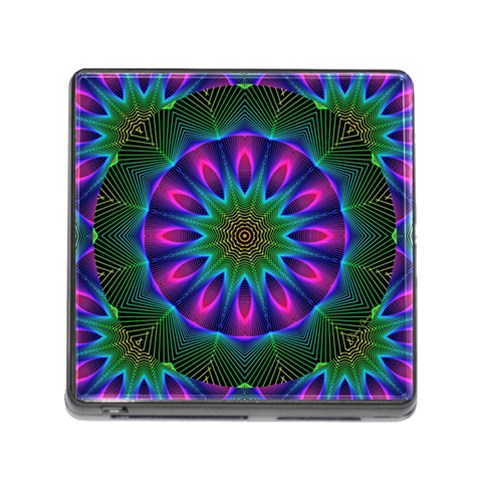 Star Of Leaves, Abstract Magenta Green Forest Memory Card Reader with Storage (Square) from ArtsNow.com Front