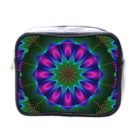 Star Of Leaves, Abstract Magenta Green Forest Mini Travel Toiletry Bag (One Side) from ArtsNow.com Front