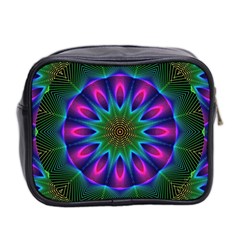 Star Of Leaves, Abstract Magenta Green Forest Mini Travel Toiletry Bag (Two Sides) from ArtsNow.com Back