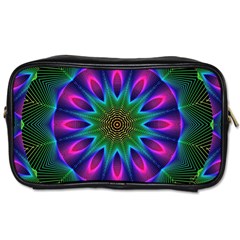 Star Of Leaves, Abstract Magenta Green Forest Travel Toiletry Bag (Two Sides) from ArtsNow.com Front