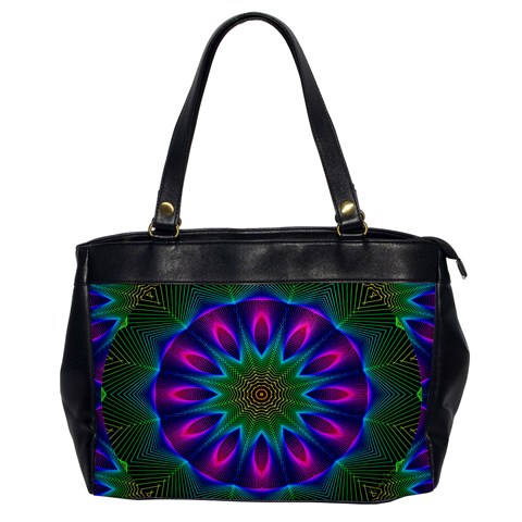 Star Of Leaves, Abstract Magenta Green Forest Oversize Office Handbag (One Side) from ArtsNow.com Front