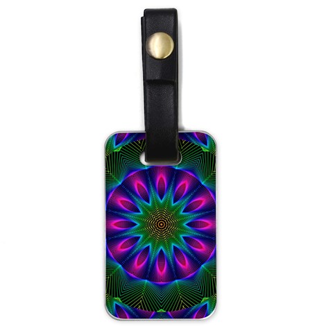 Star Of Leaves, Abstract Magenta Green Forest Luggage Tag (One Side) from ArtsNow.com Front