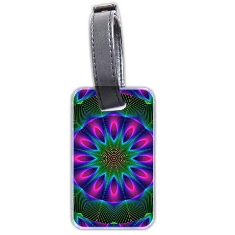 Star Of Leaves, Abstract Magenta Green Forest Luggage Tag (Two Sides) from ArtsNow.com Front