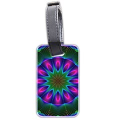 Star Of Leaves, Abstract Magenta Green Forest Luggage Tag (Two Sides) from ArtsNow.com Back