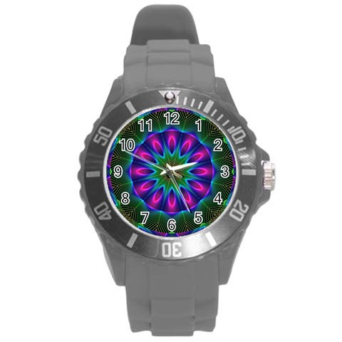 Star Of Leaves, Abstract Magenta Green Forest Plastic Sport Watch (Large) from ArtsNow.com Front