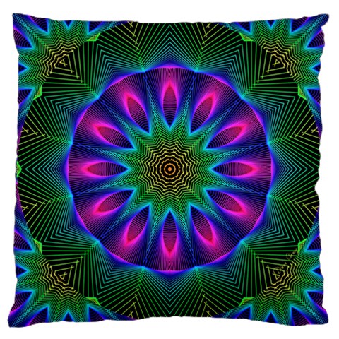 Star Of Leaves, Abstract Magenta Green Forest Large Cushion Case (Single Sided)  from ArtsNow.com Front