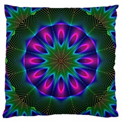 Star Of Leaves, Abstract Magenta Green Forest Large Cushion Case (Two Sided)  from ArtsNow.com Back