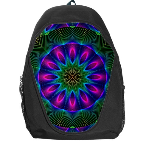 Star Of Leaves, Abstract Magenta Green Forest Backpack Bag from ArtsNow.com Front