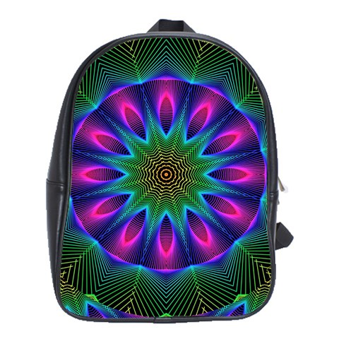 Star Of Leaves, Abstract Magenta Green Forest School Bag (XL) from ArtsNow.com Front